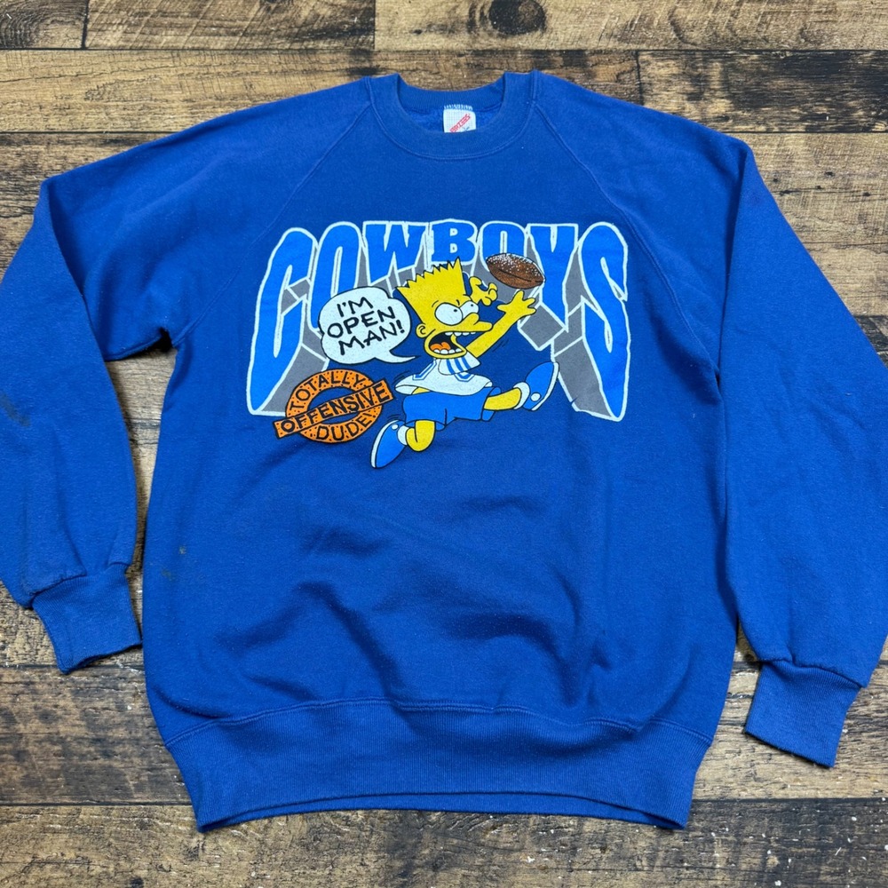 Vintage The Simpsons Bart Simpson Cowboys Reprint Graphic Sweatshirt‎ Large